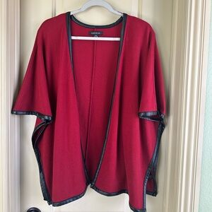 Women’s Moda Cape Cardigan Blazer; Red/Black; Size M